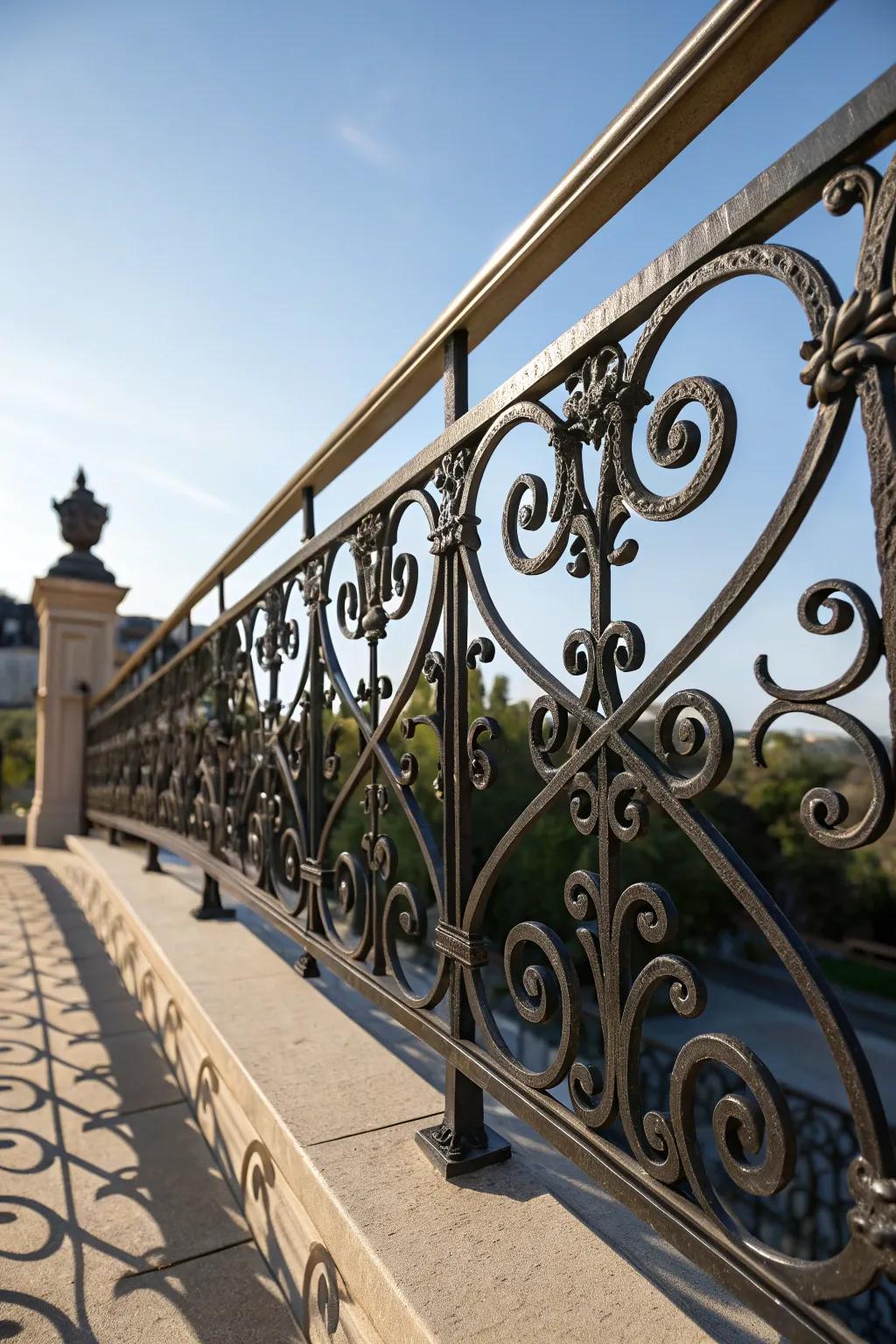 Embrace timeless elegance with wrought iron railings, where strength meets artistic beauty.