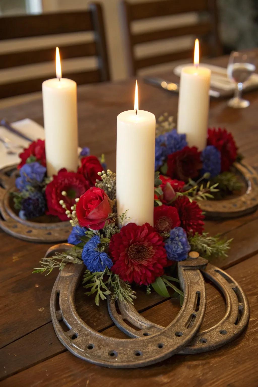 Elevate your table setting with this bold horseshoe centerpiece, perfect for showcasing craftsmanship and elegance.