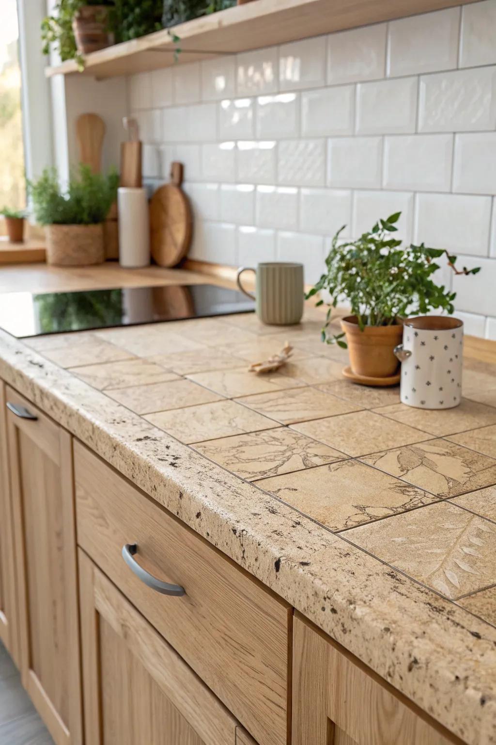 Embrace the warmth and sustainability of cork for a unique, eco-friendly countertop solution.