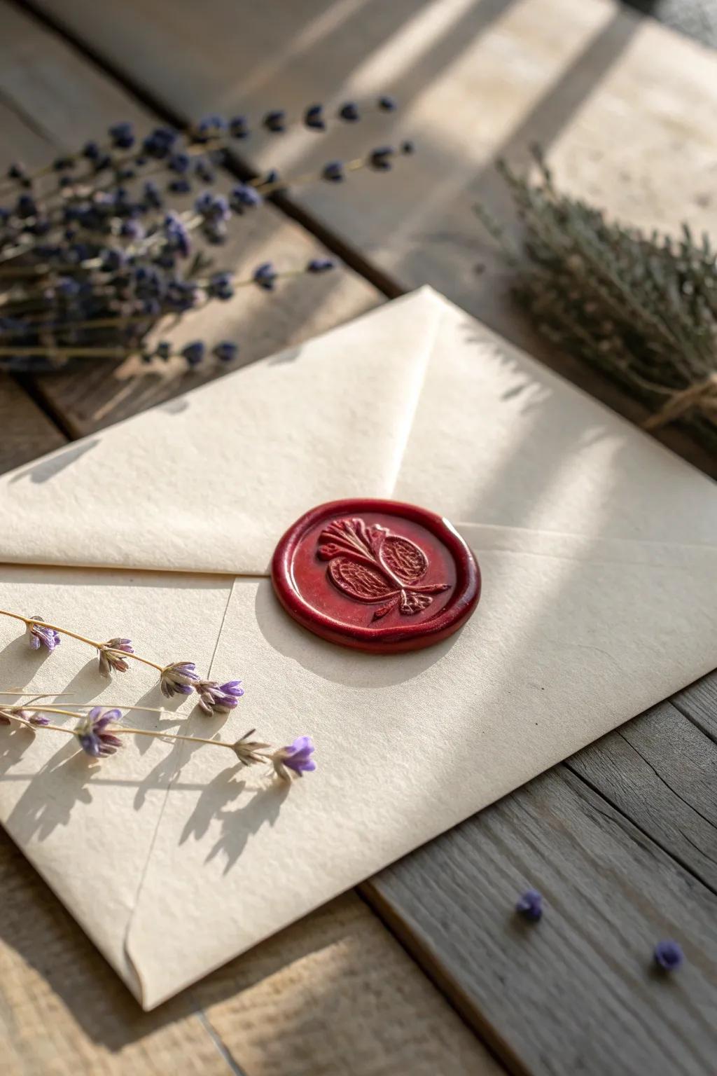 Elevate your thank you cards with a touch of elegance: Seal with a wax stamp.