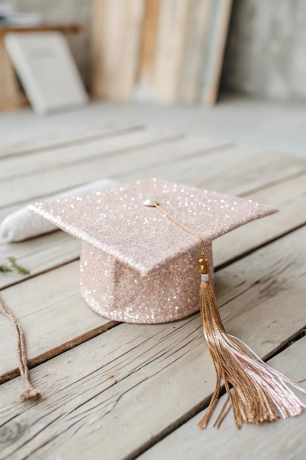 Add a touch of sparkle to your child's special day with a glittering cap, perfect for a magical kindergarten graduation.