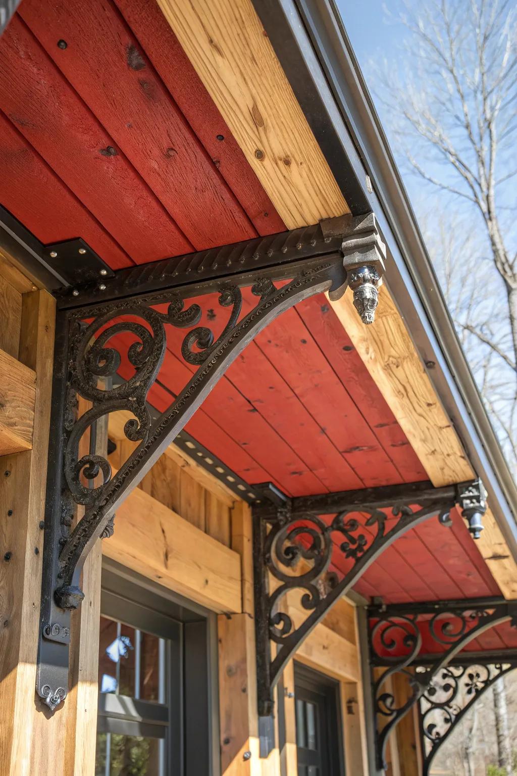 Elevate your porch design with striking metal accents for a rustic-industrial charm.
