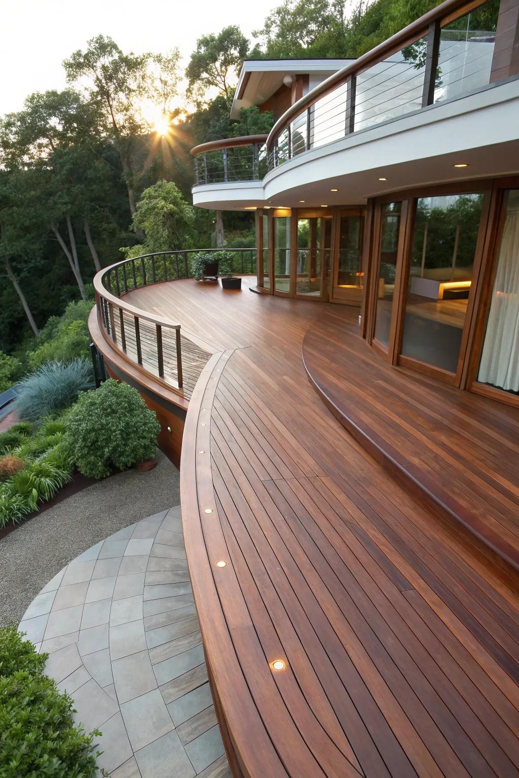Embrace the art of seamless outdoor living with this elegant wraparound deck.