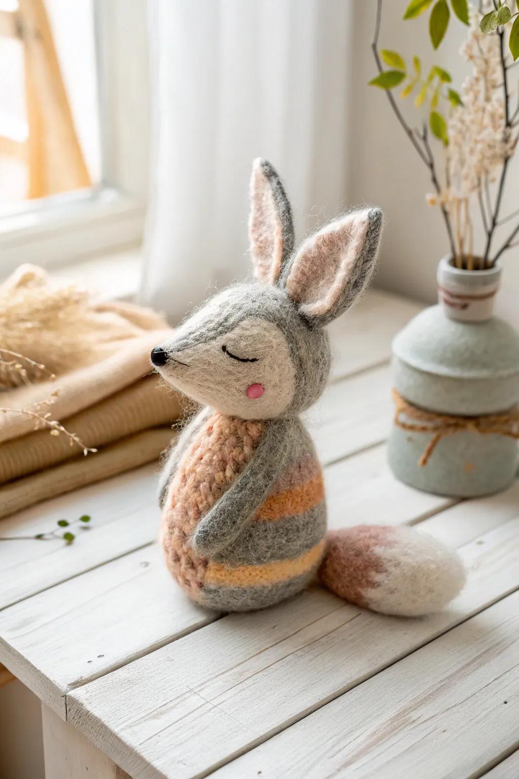 Embrace the charm of tactile elegance with these felted creature companions.