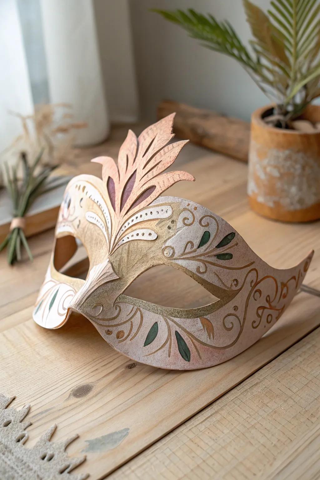 Celebrate sustainably with this eco-friendly Mardi Gras mask, where elegance meets environmental consciousness.