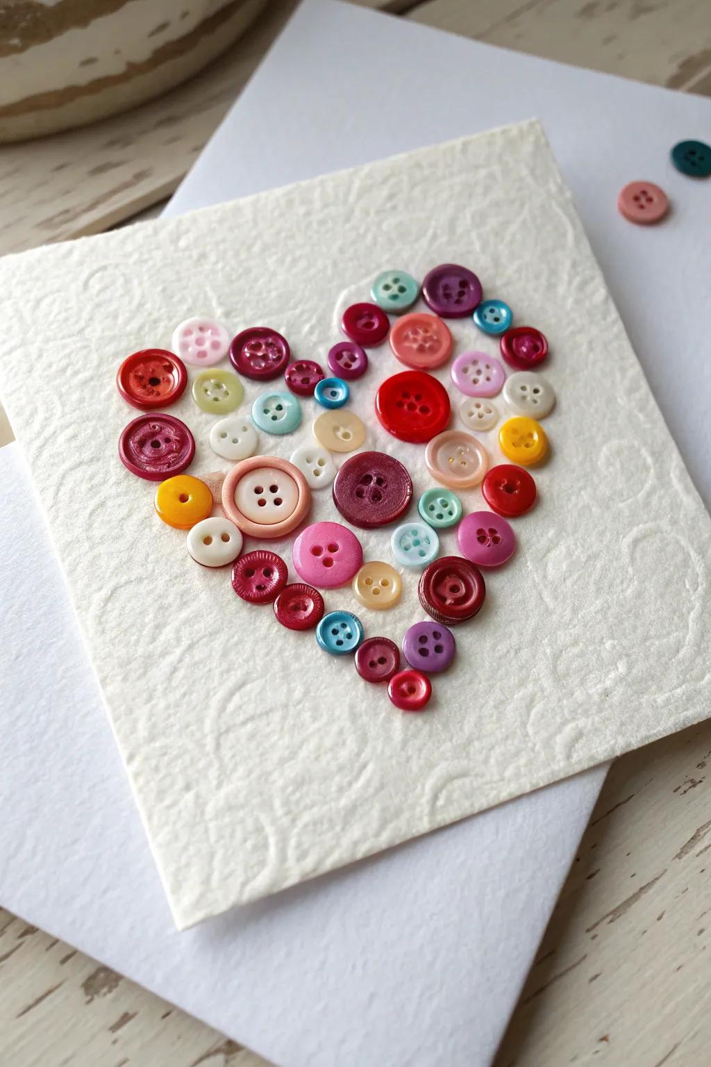 Celebrate Mother's Day with a touch of colorful creativity—button heart art that's as unique as mom!