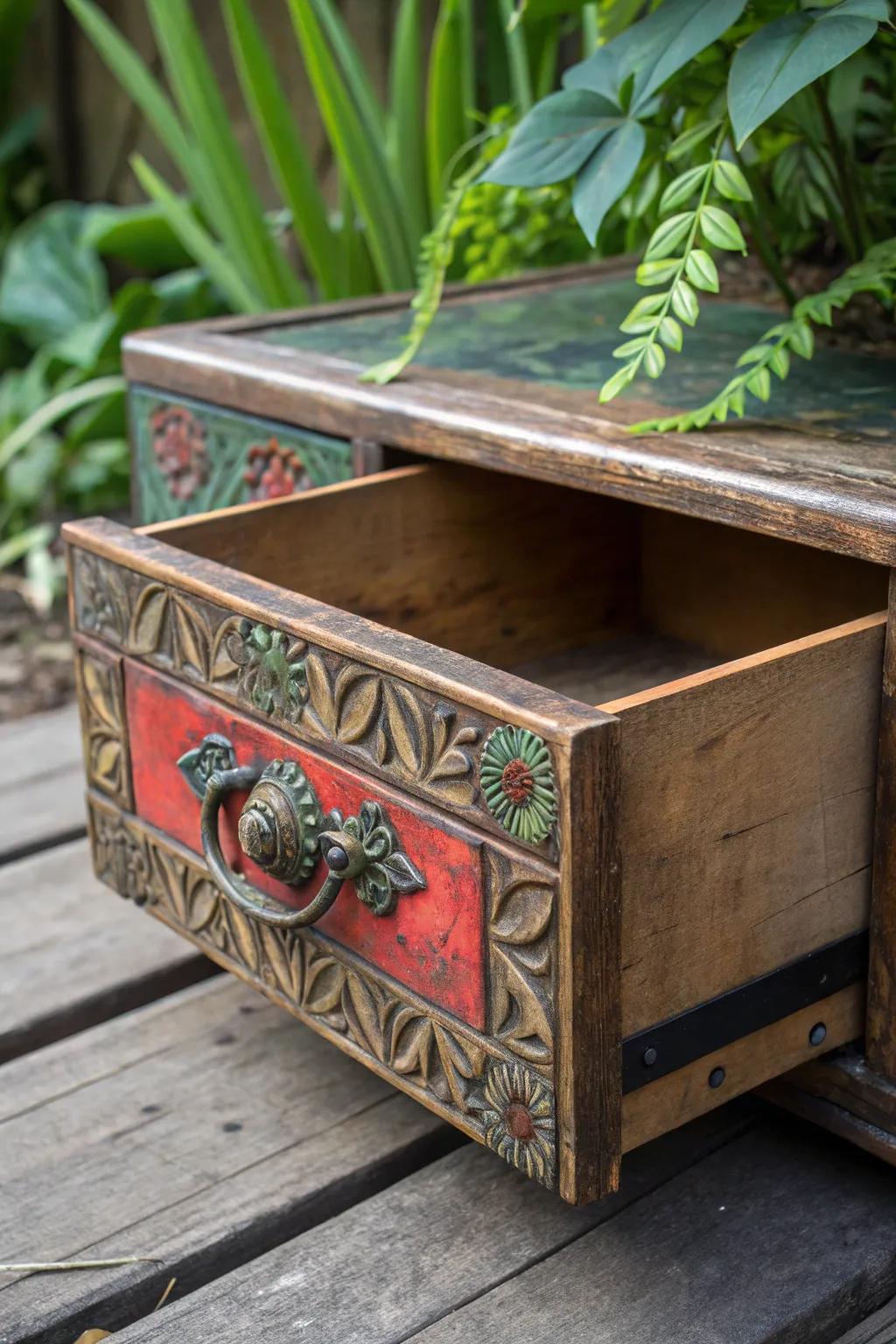 Transform vintage elegance into a charming home for birds with this dresser drawer nesting box.