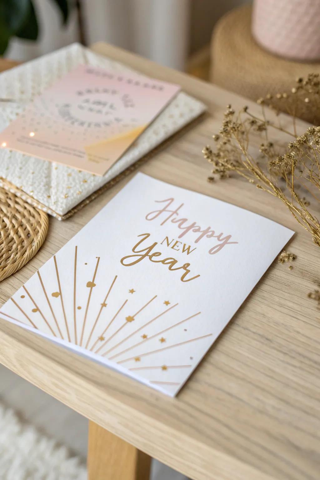 Elevate your New Year greetings with luxe foil accents for a touch of elegance.
