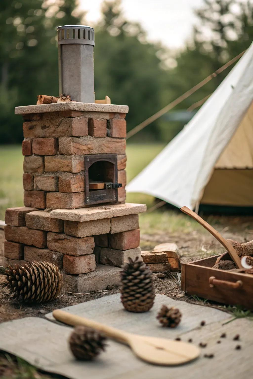 Elevate your outdoor cooking with a charmingly efficient brick rocket stove. Perfect for the minimalist camper.
