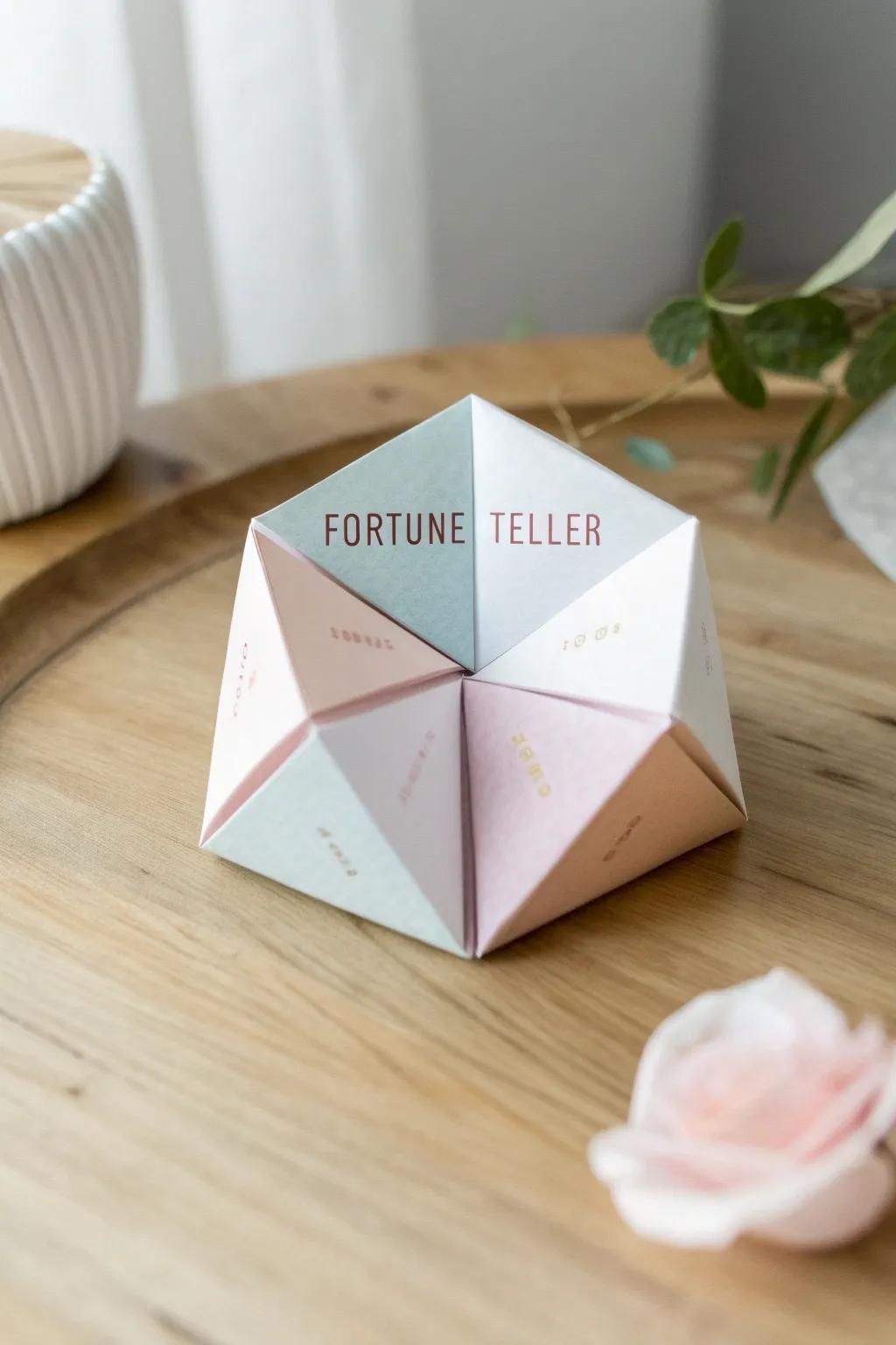 Discover daily inspiration with a beautifully crafted paper fortune teller, elegantly adorned with uplifting quotes.