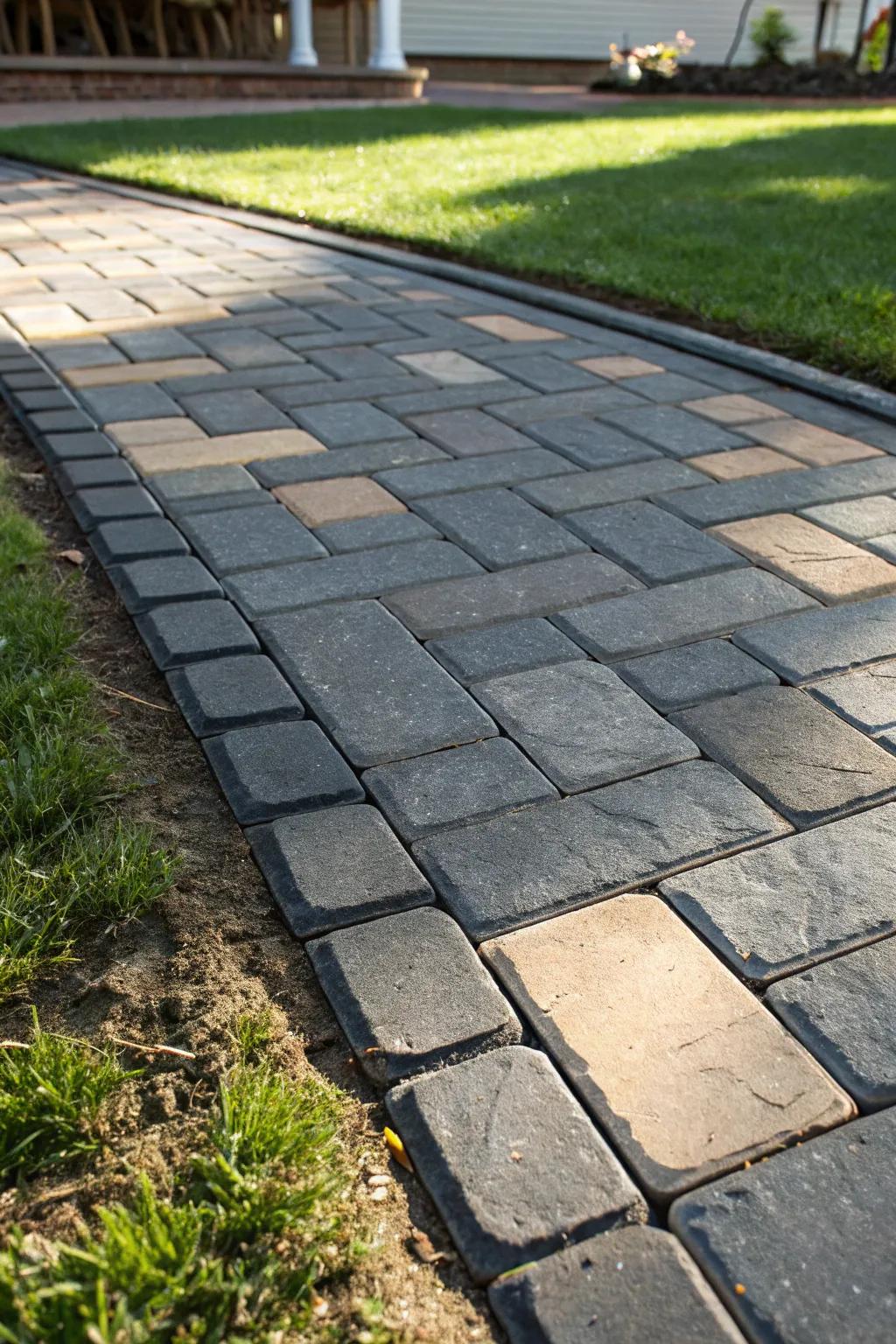 Elevate your patio with the refined elegance of the Soldier Course pattern.
