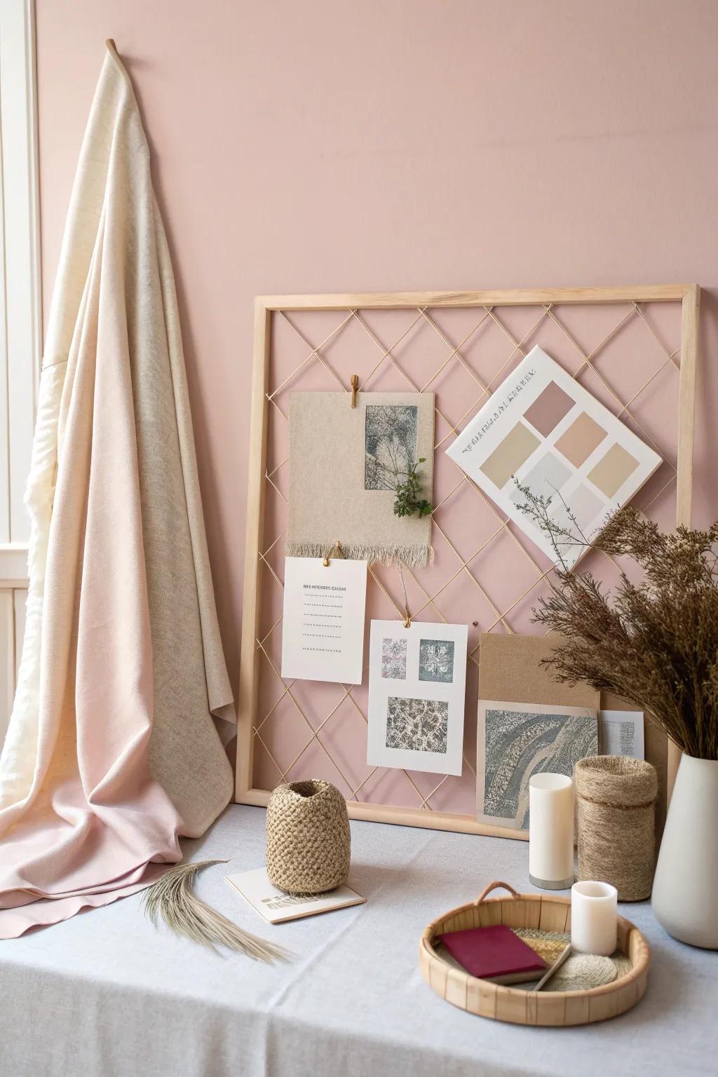 Transform your bulletin board with a touch of fabric flair for a chic, minimalist look.
