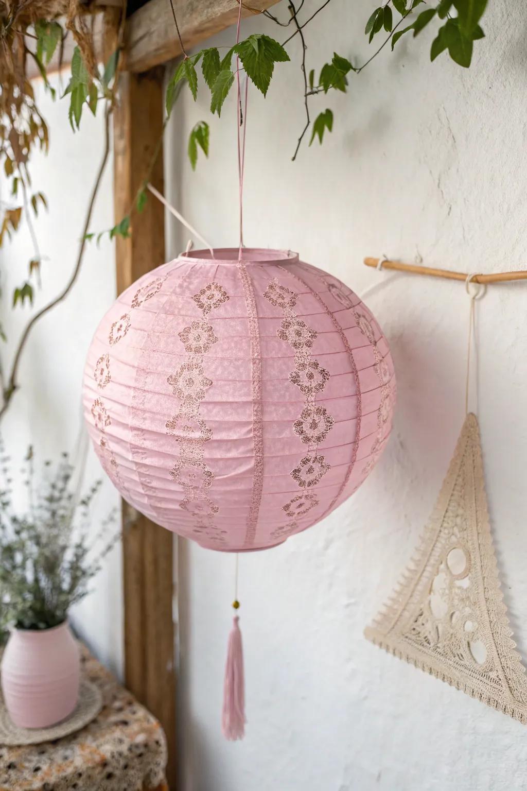 Illuminate your space with the elegance of handcrafted pink paper lanterns.
