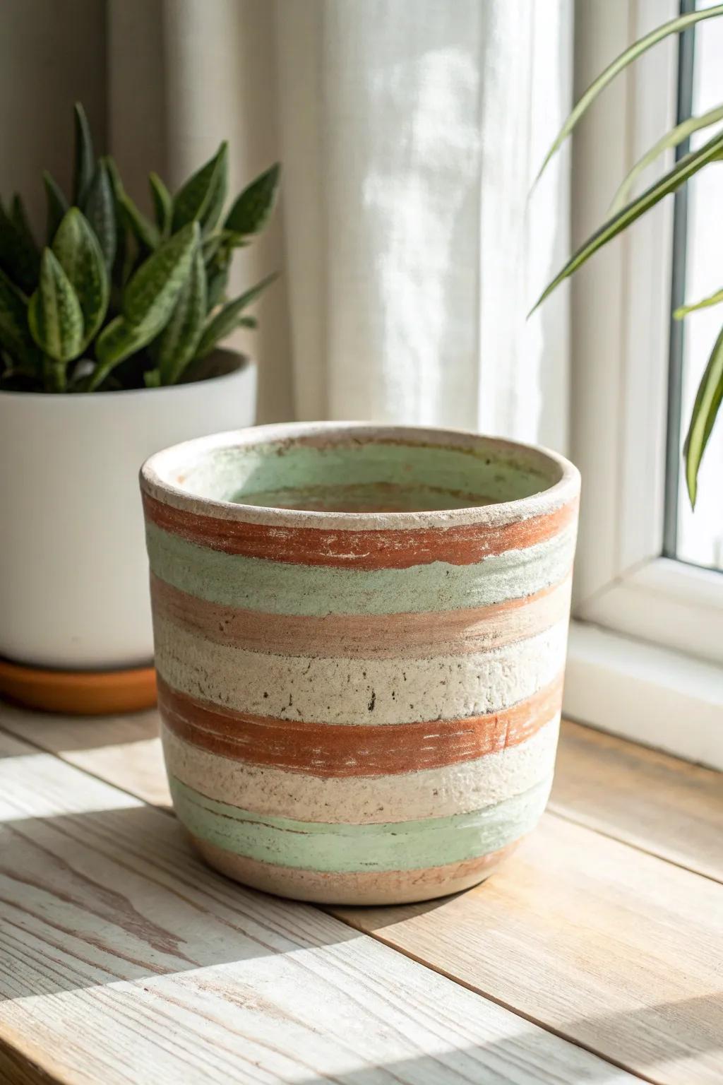 Embrace rustic elegance with muted stripes for a charming farmhouse touch.