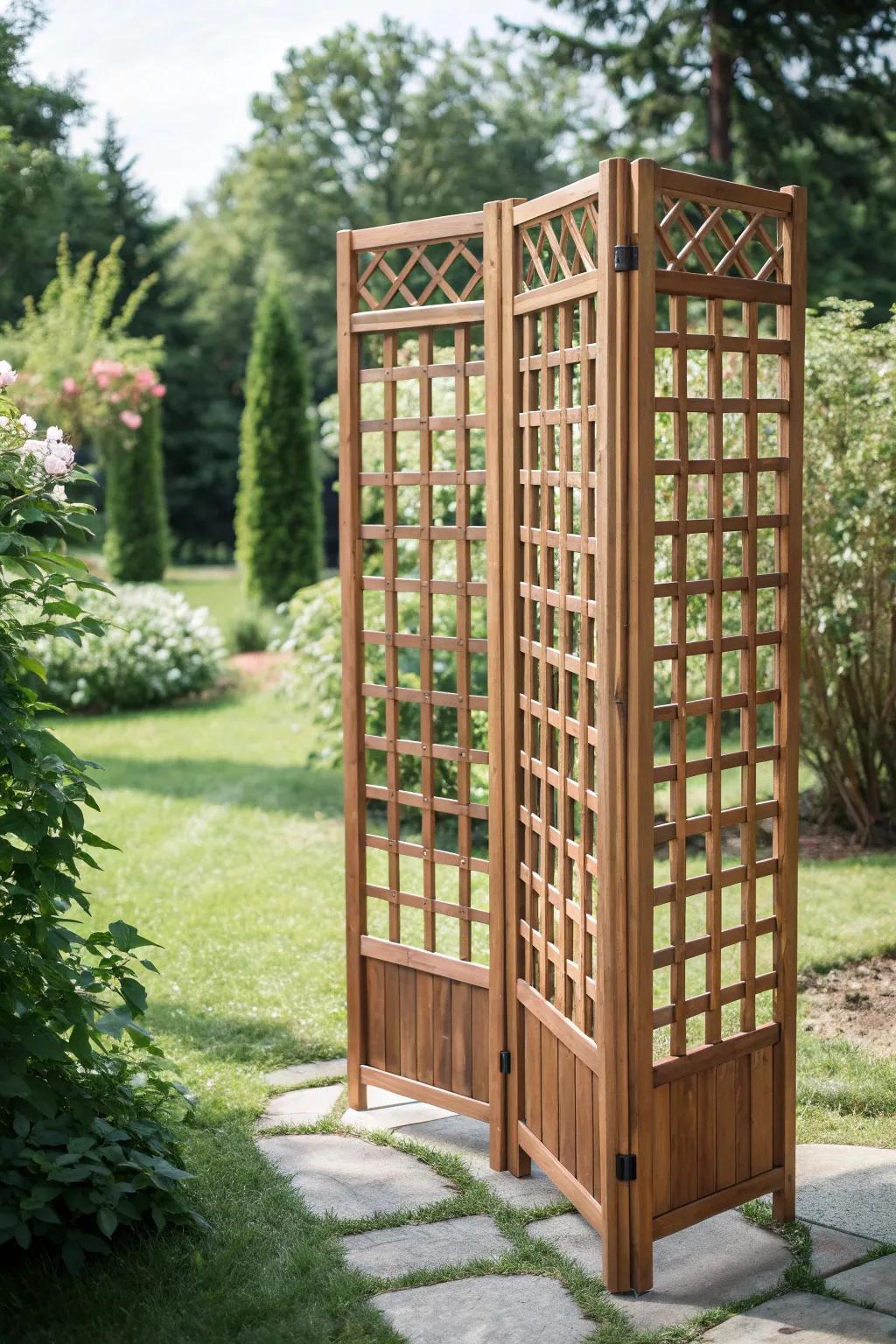 Create versatile garden shade with a touch of Scandinavian elegance using temporary lattice fencing.
