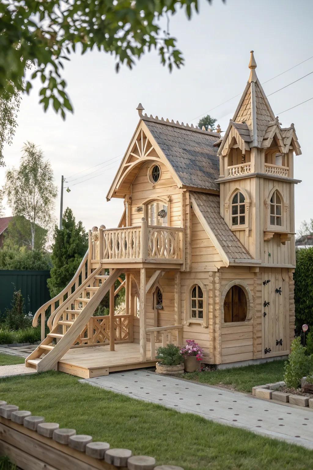 Discover the magic of play with this enchanting miniature mansion, where every child can be king or queen of their own castle.