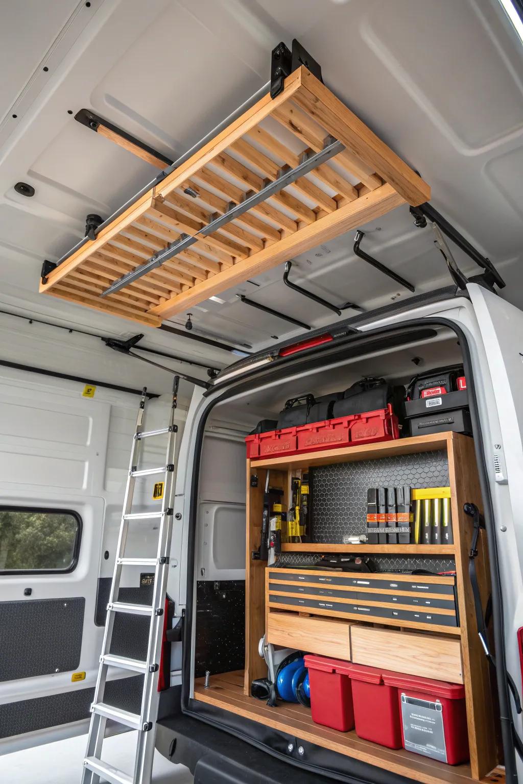Maximize your van's potential with clever ceiling storage solutions!