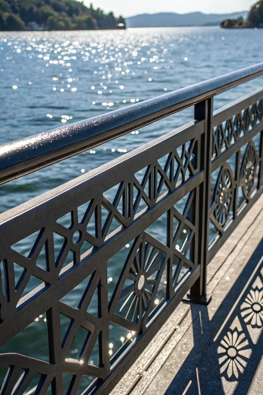 Elevate your pontoon's style with geometric elegance in metal.