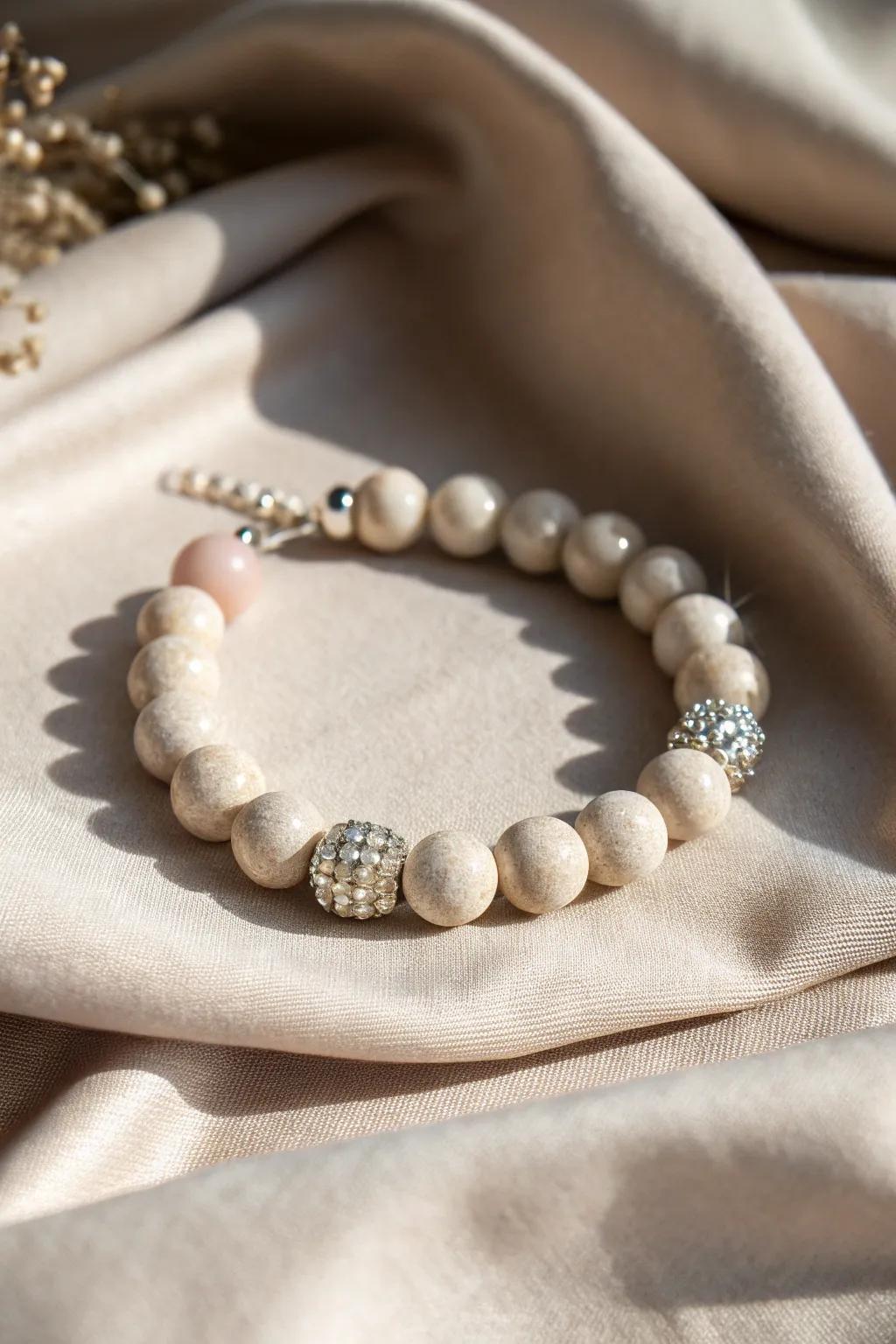 Elevate your style with a touch of sparkle: the perfect preppy clay bead bracelet for a glamorous yet minimalist look.