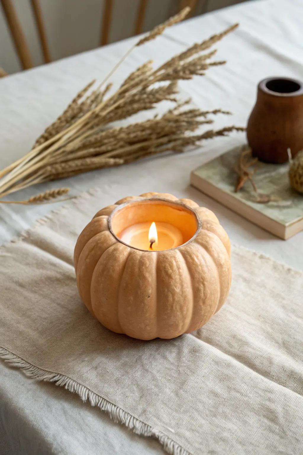 Embrace cozy vibes with these charming Pumpkin Spice Candle Holders, perfect for adding warmth and elegance to your autumn decor.