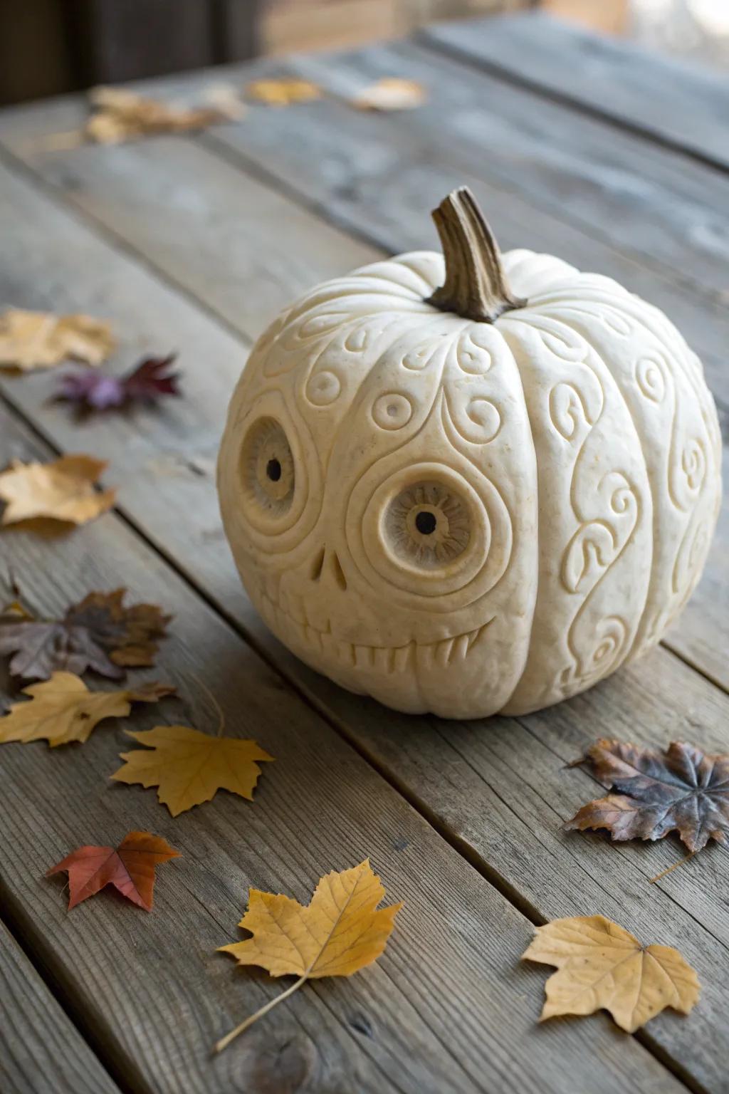 Crafting Halloween with a twist: Brainy pumpkin eyes for a chic seasonal display!