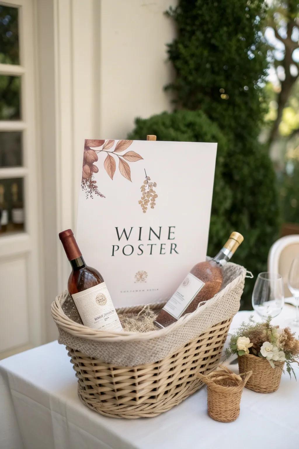Elevate your wine basket with timeless art: A blend of minimalism and boho charm.