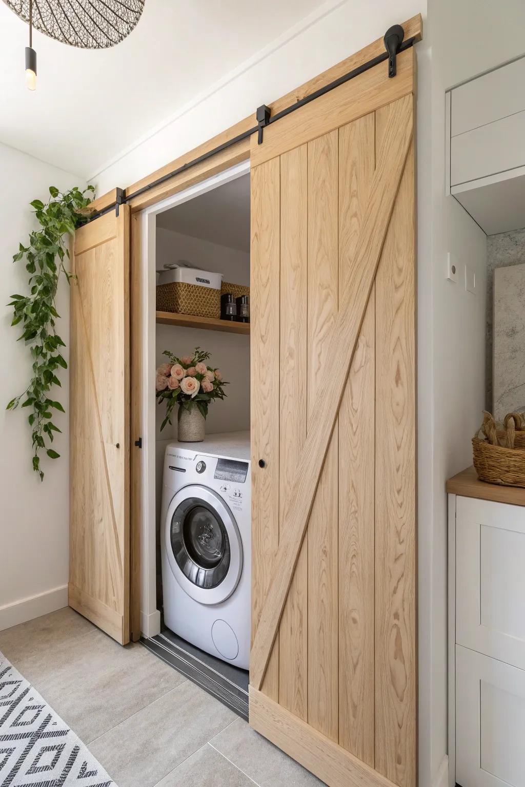 Transform your space with a sleek, hidden laundry nook—where Scandinavian minimalism meets Boho charm!
