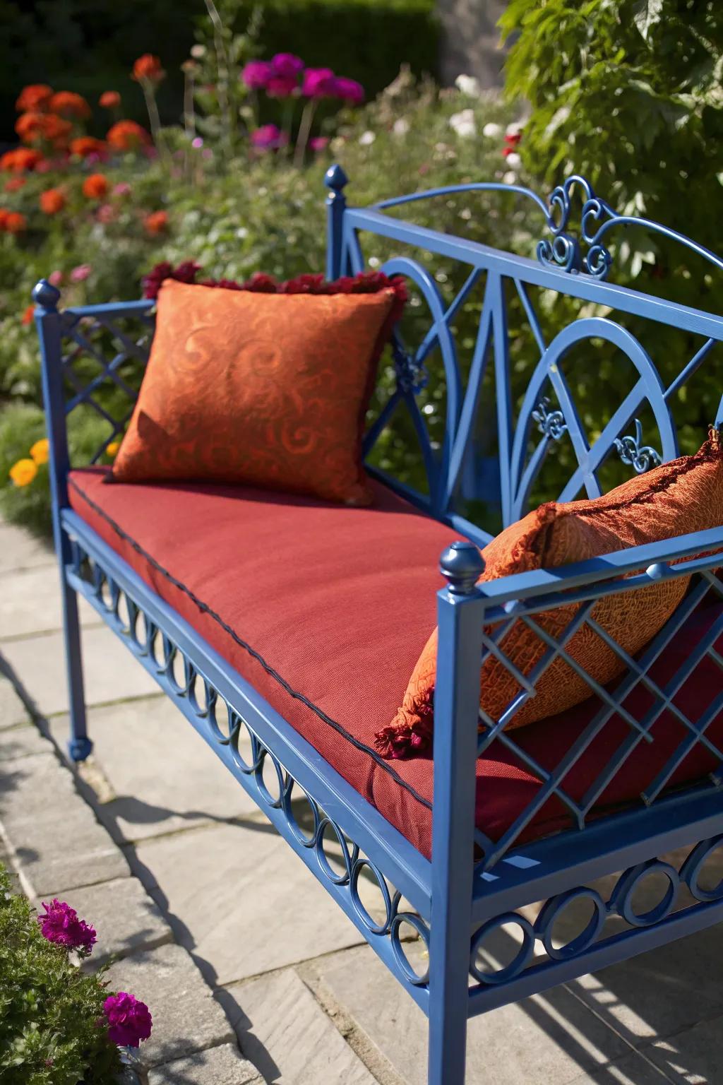 Transform your patio with a bold and striking bench frame crafted from a repurposed box spring.