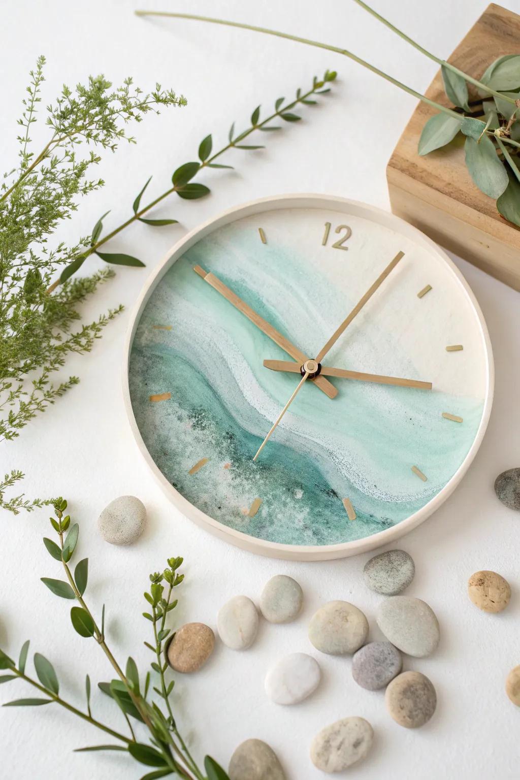 Find your peace with this serene zen garden resin clock, a perfect blend of minimalist design and natural beauty.