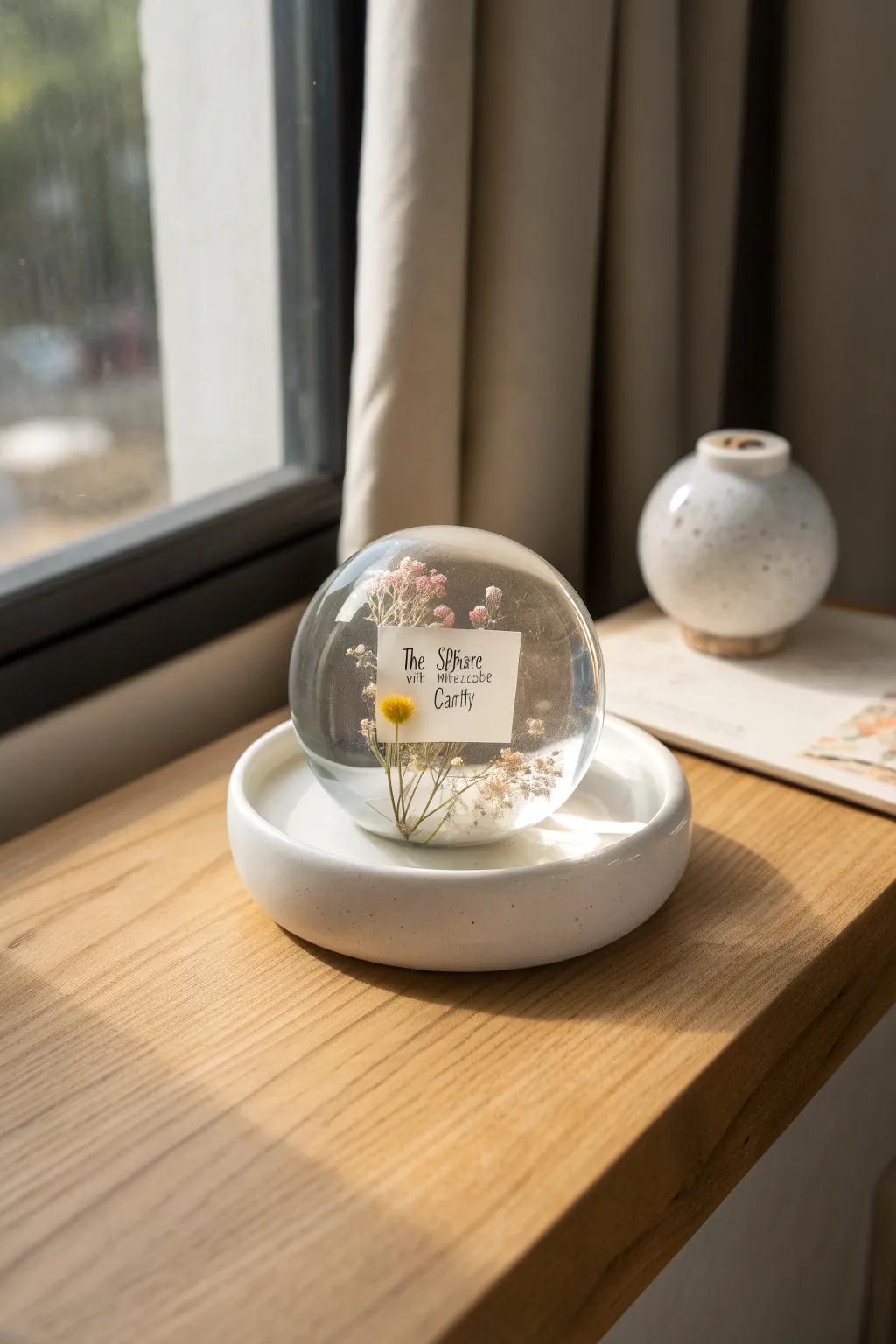 Capture memories in a resin sphere; where nostalgia meets art. #TimeCapsule #ResinArt #MinimalistDecor