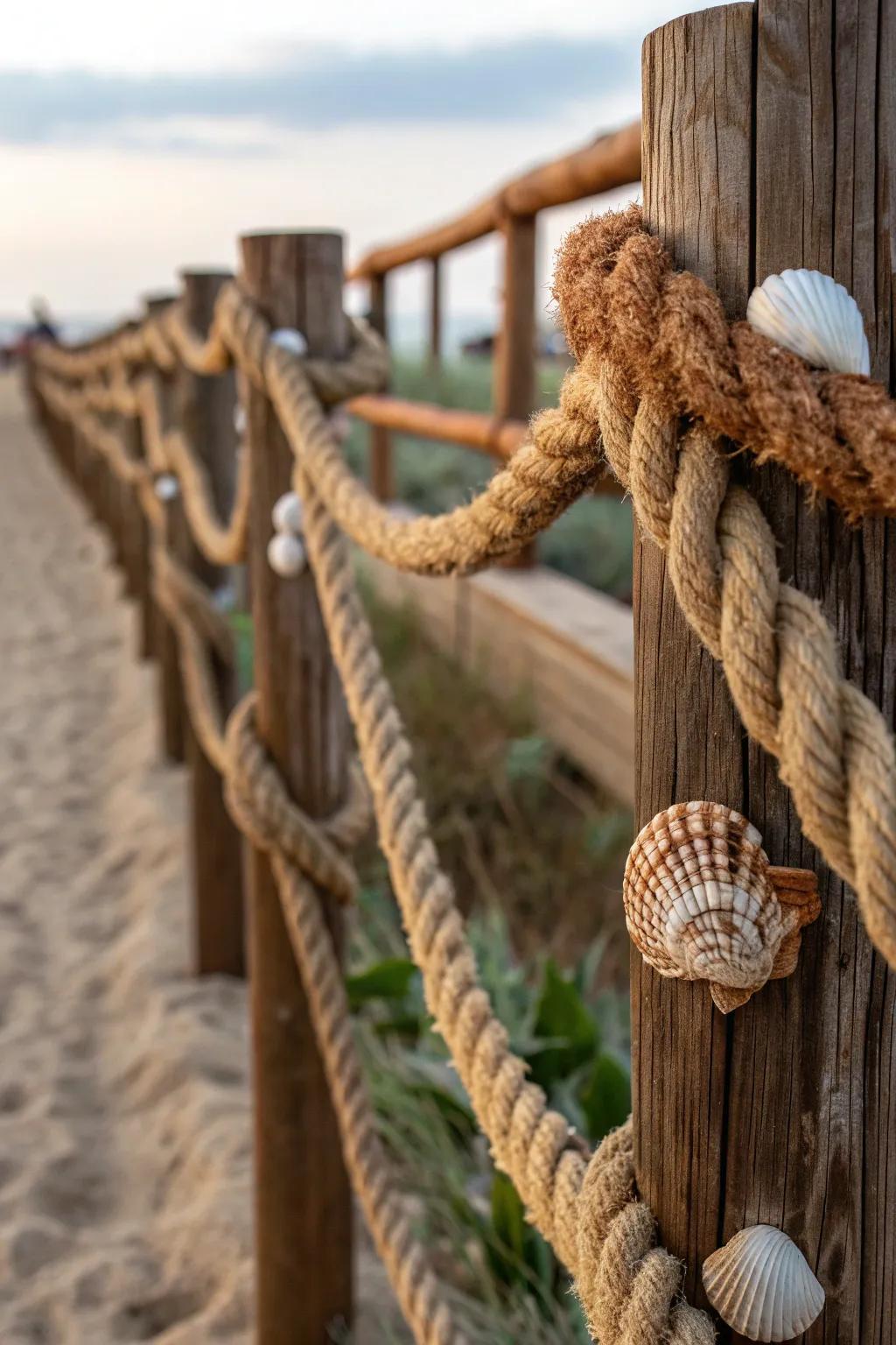 Elevate your space with a rope fence that merges craftsmanship and nature's treasures.