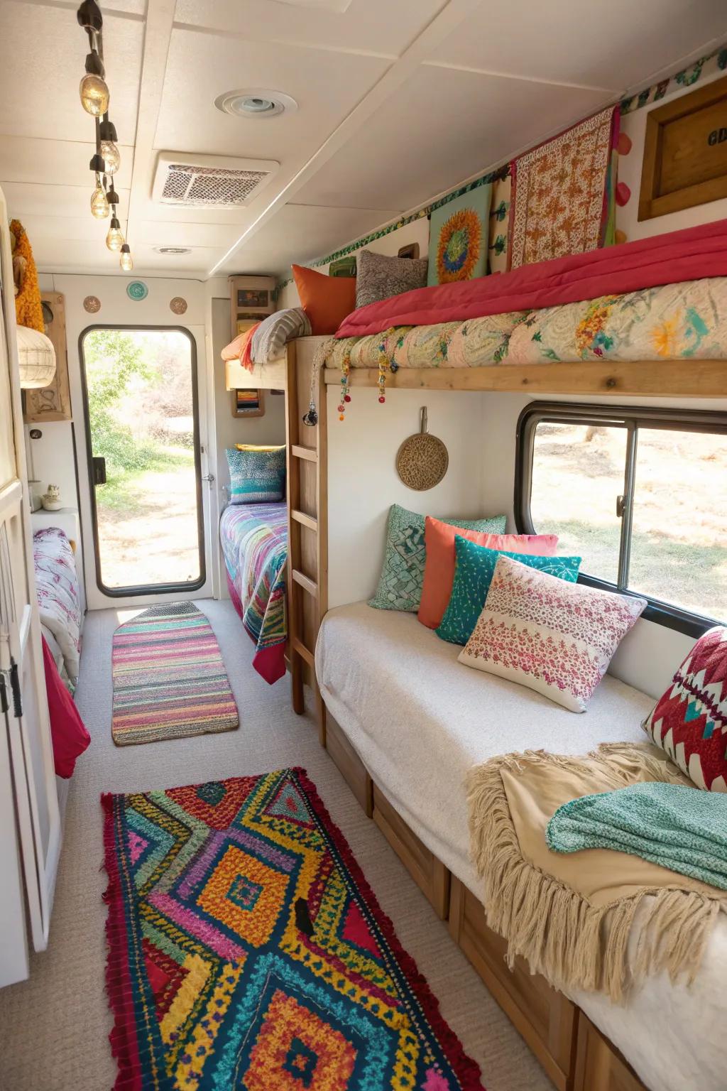 Add vibrancy with colorful accents in your bunkhouse.