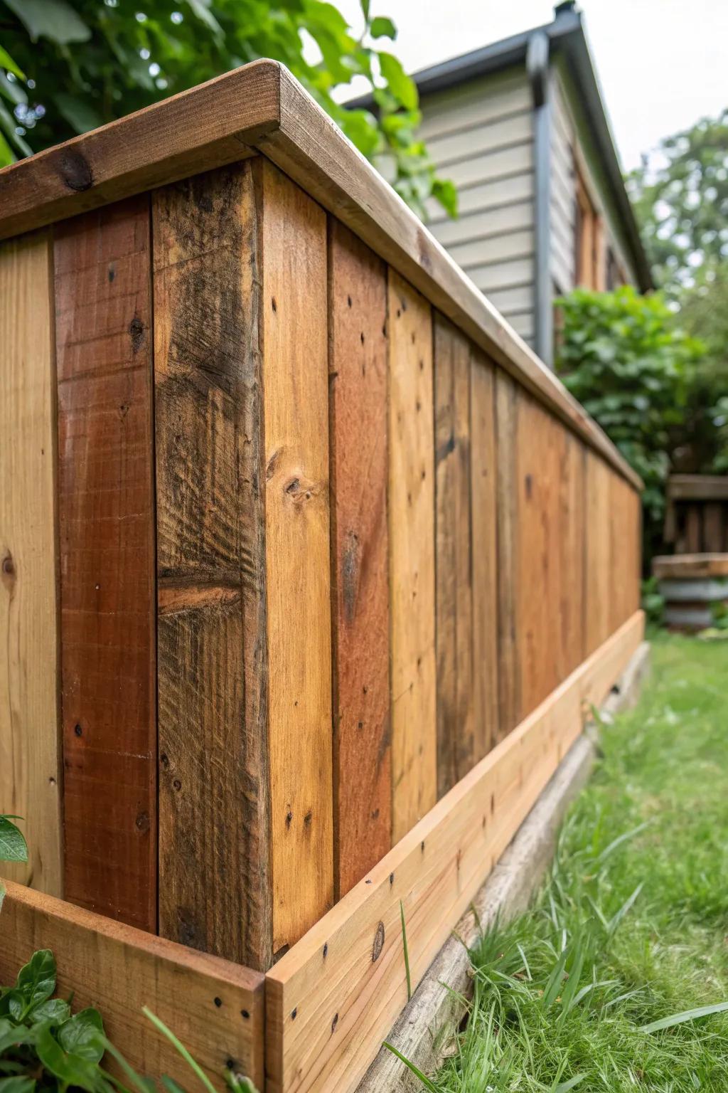 Add timeless character and eco-friendly charm to your shed with reclaimed wood skirting.