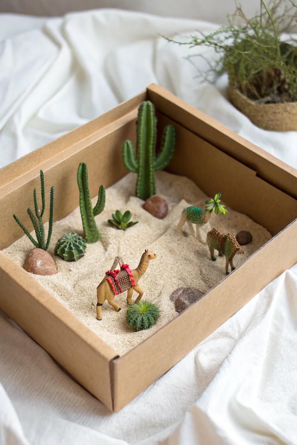 Transform your space with this whimsical desert oasis in a box, where minimalism meets boho charm.