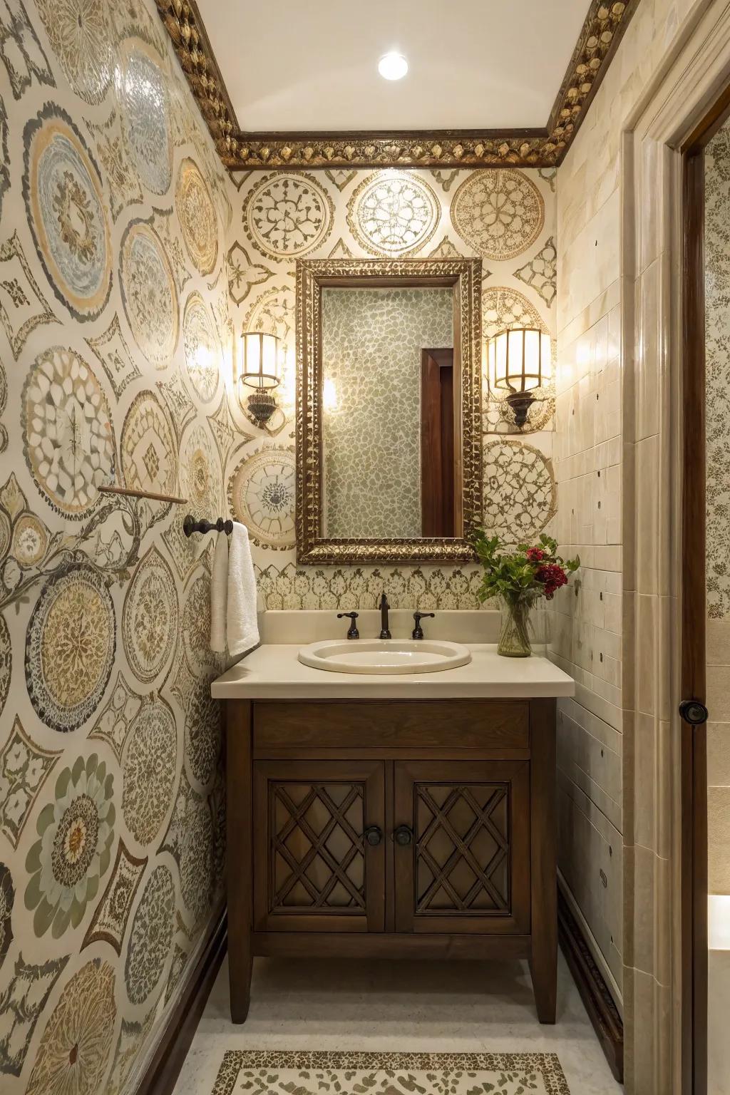 Mosaic tiles create rhythm and flow.