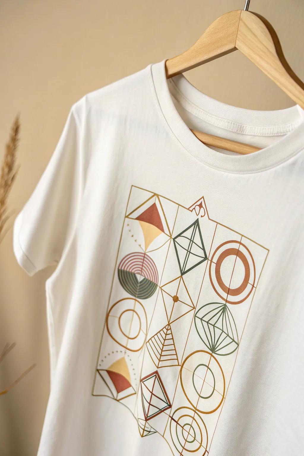 Embrace modern elegance with abstract geometrics on your wardrobe staple.
