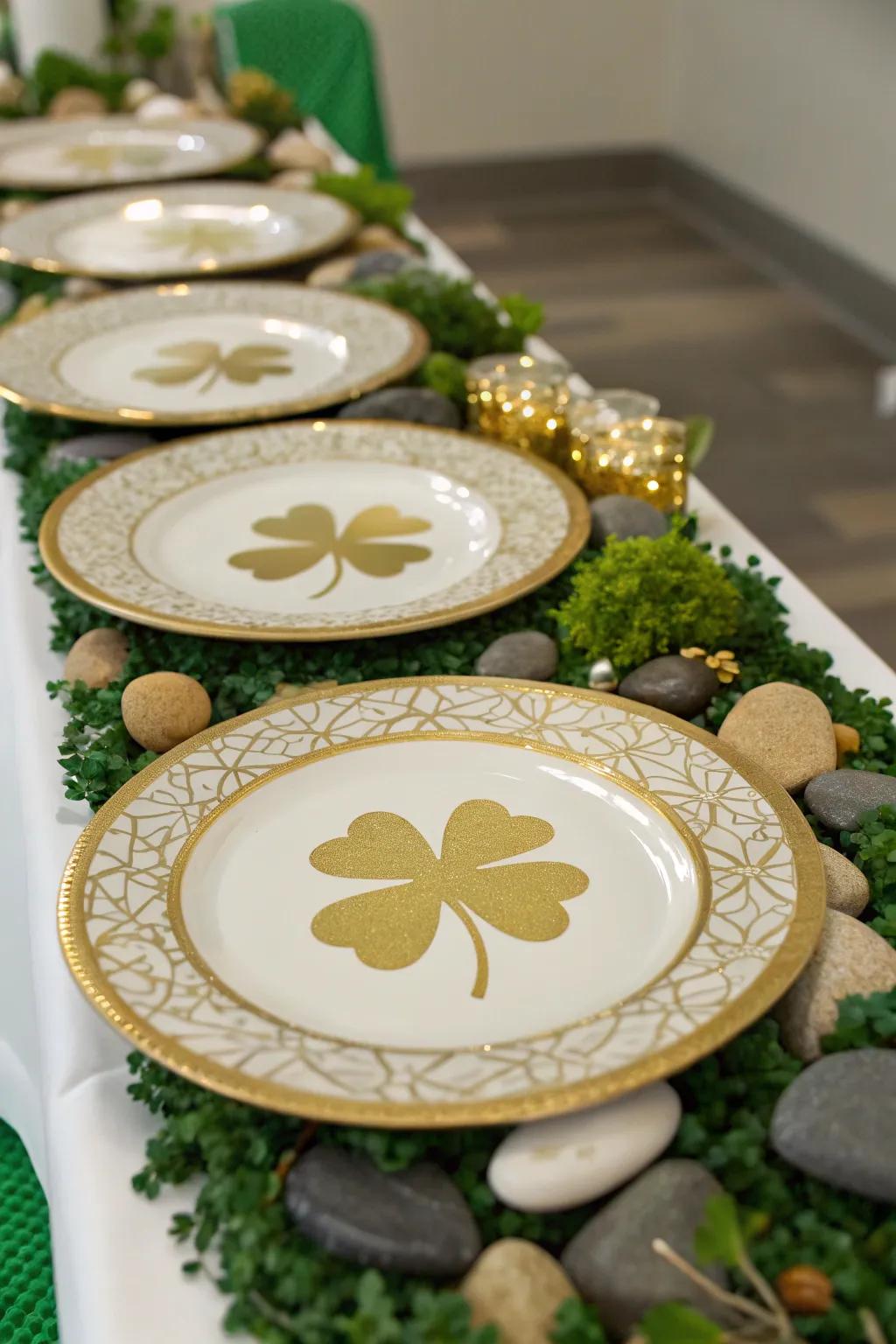 Gilded shamrock plates add effortless elegance to your table.