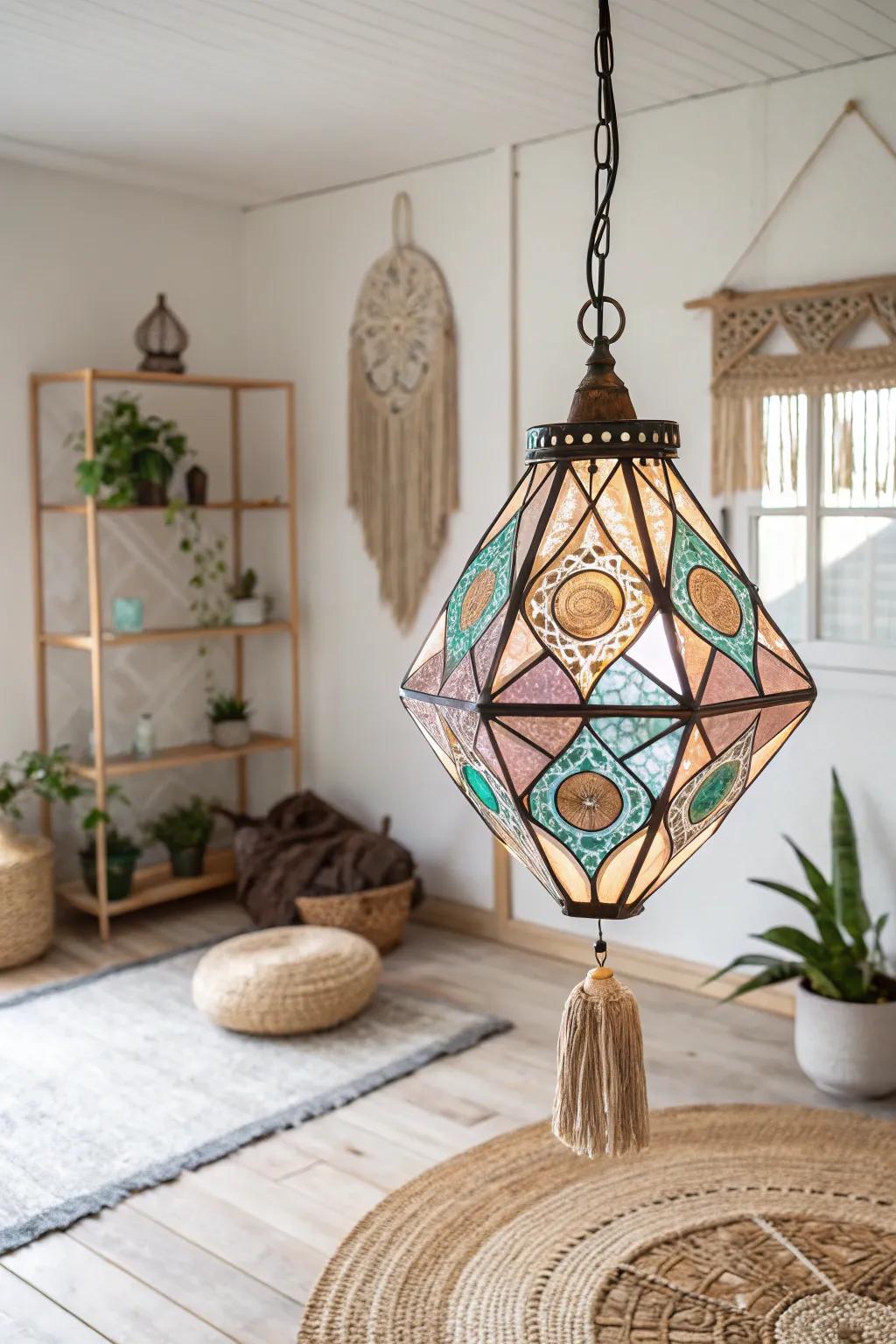 Illuminate your space with the enchanting allure of a stained glass pendant light, where simplicity meets artistic craftsmanship.