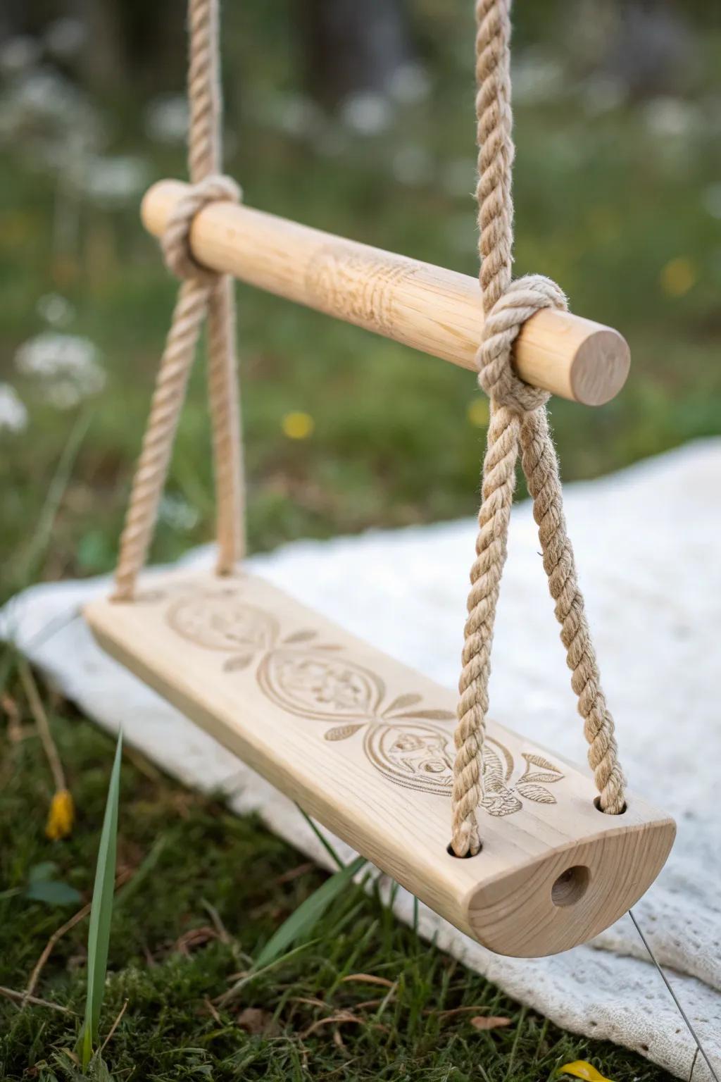 Enhance your swing set with elegant, handcrafted handles for safety and style.
