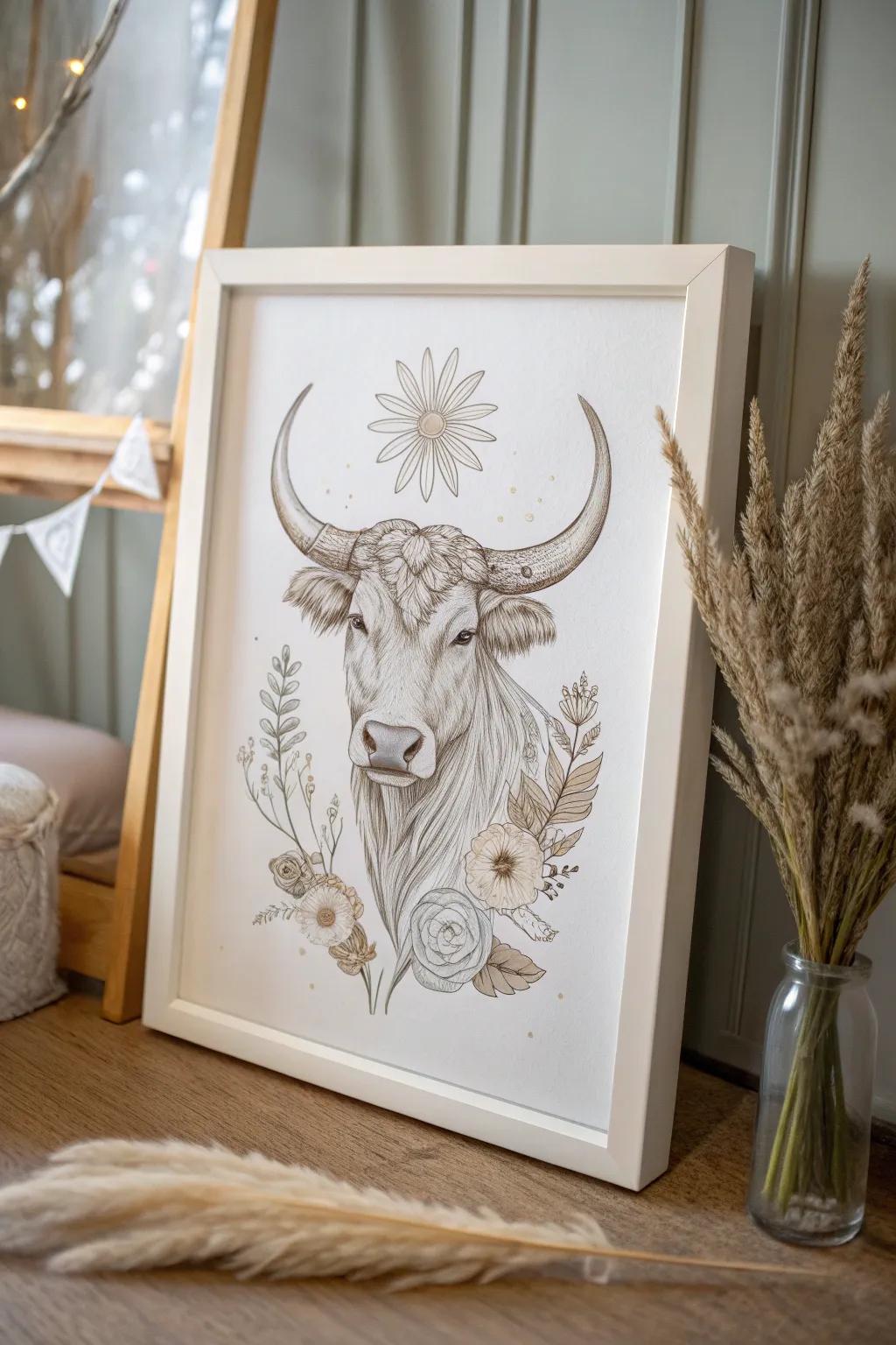 Discover the artistry of the unexpected with this surreal Taurus bull composition, where simplicity meets imagination.