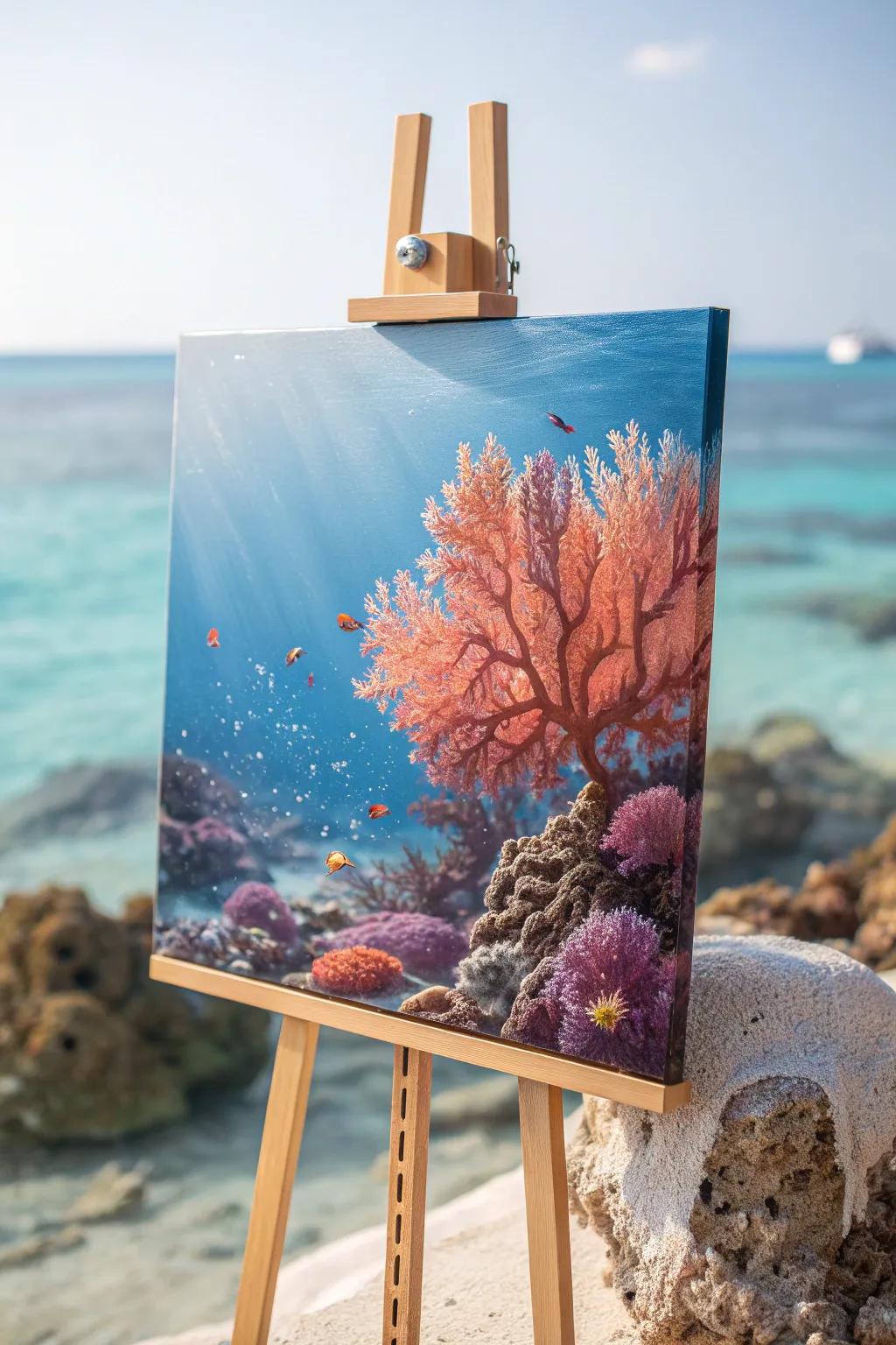 Bring the serene beauty of the ocean into your home with a stunning coral reef canvas painting. Perfect for adding a splash of color and tranquility to any space!