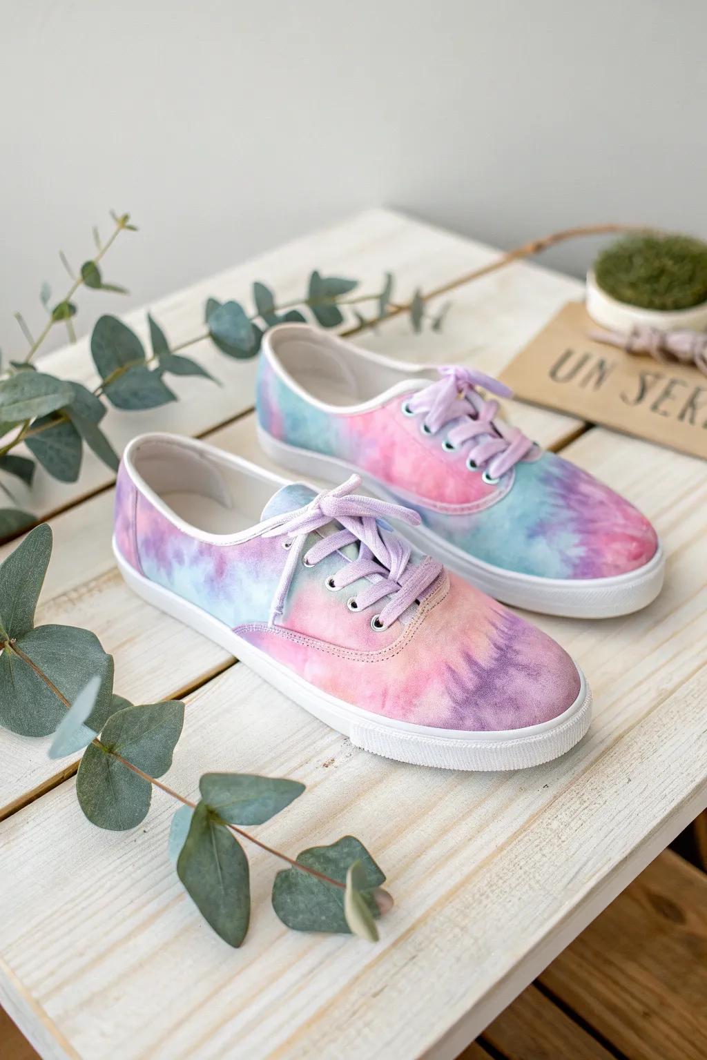 Step into a world of color with your own tie-dye canvas shoes—where creativity meets simplicity.