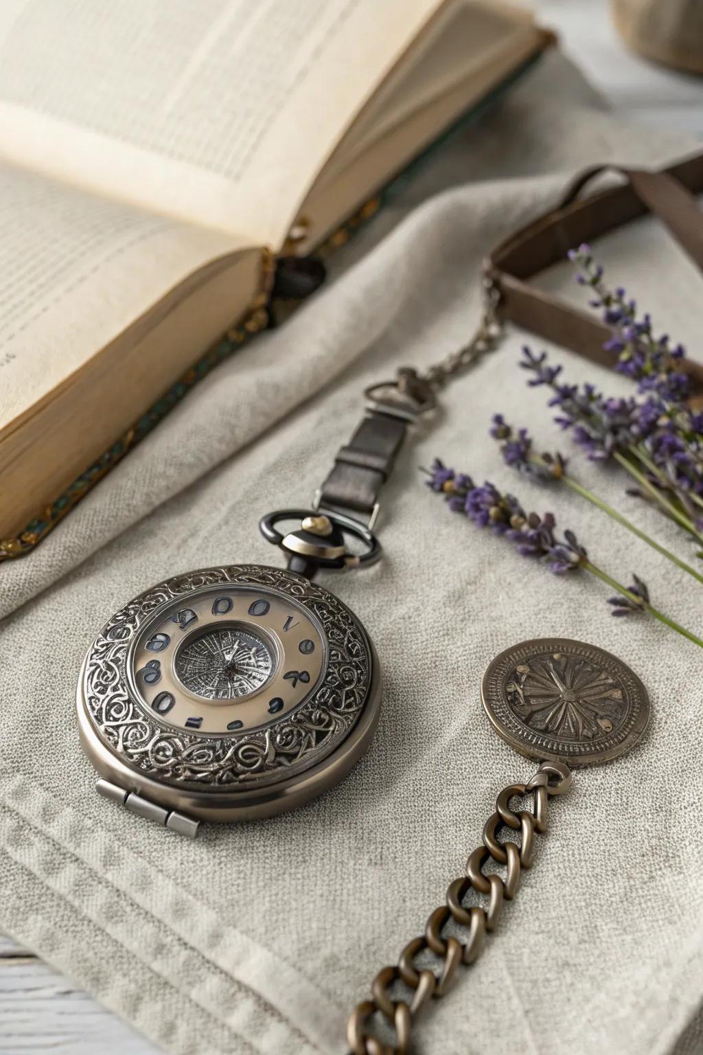 Timeless elegance: Embrace the past and future with this exquisite time traveler accessory.
