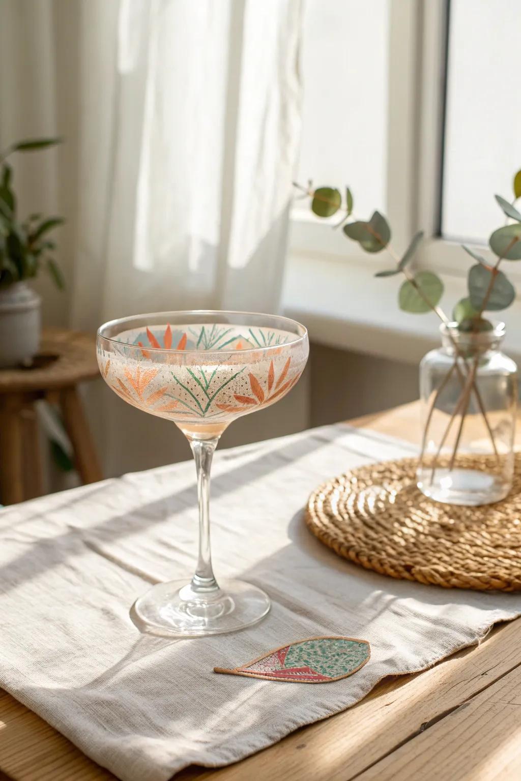 Transform your gatherings with these charmingly colorful cocktail glasses.
