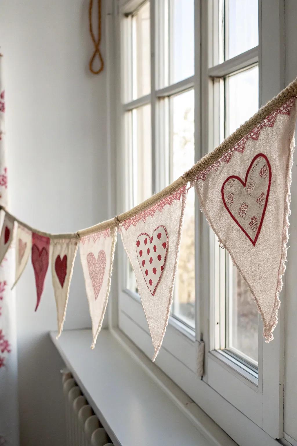 Add a touch of handcrafted charm to your space with a lovely Valentine's Day bunting. #ValentinesDecor #ScandiBoho