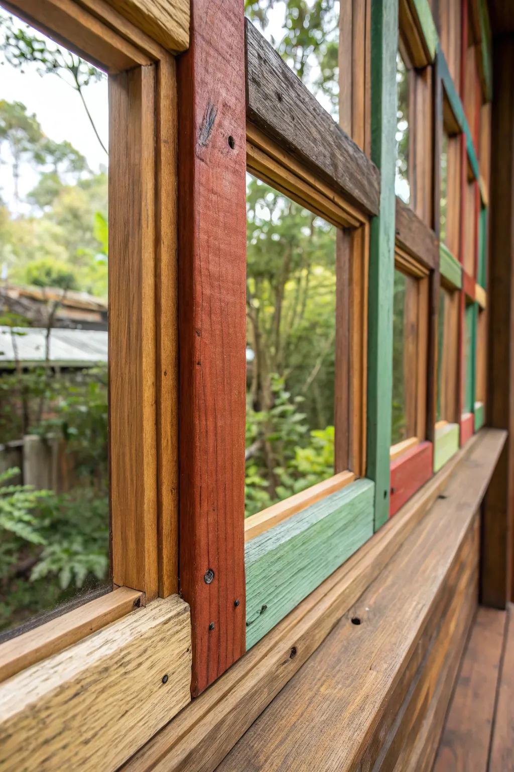 Elevate your feline's space with sustainable style: a window catio crafted from recycled wood and eco-friendly paints.