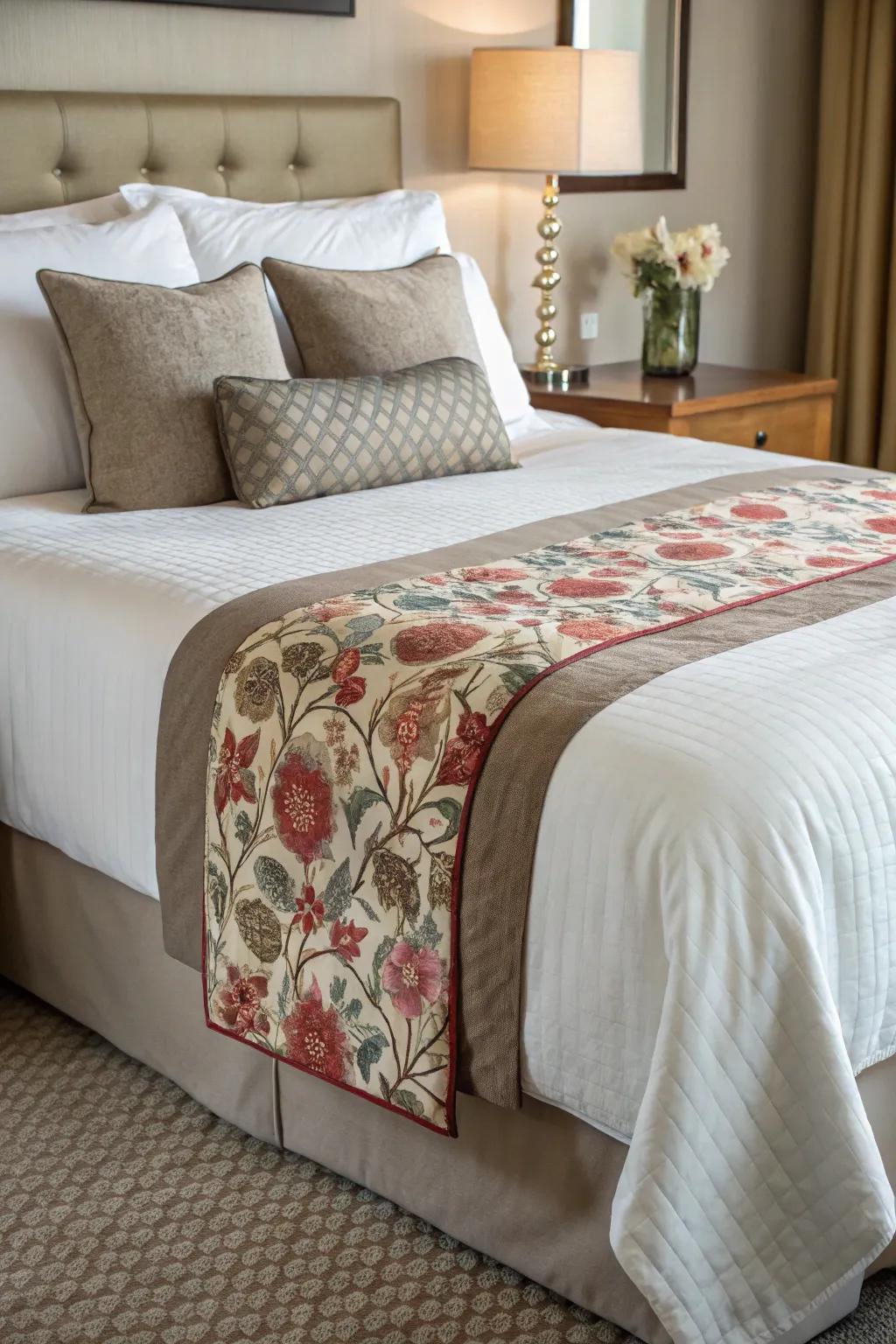 A bed runner adds style and warmth to your bedding.
