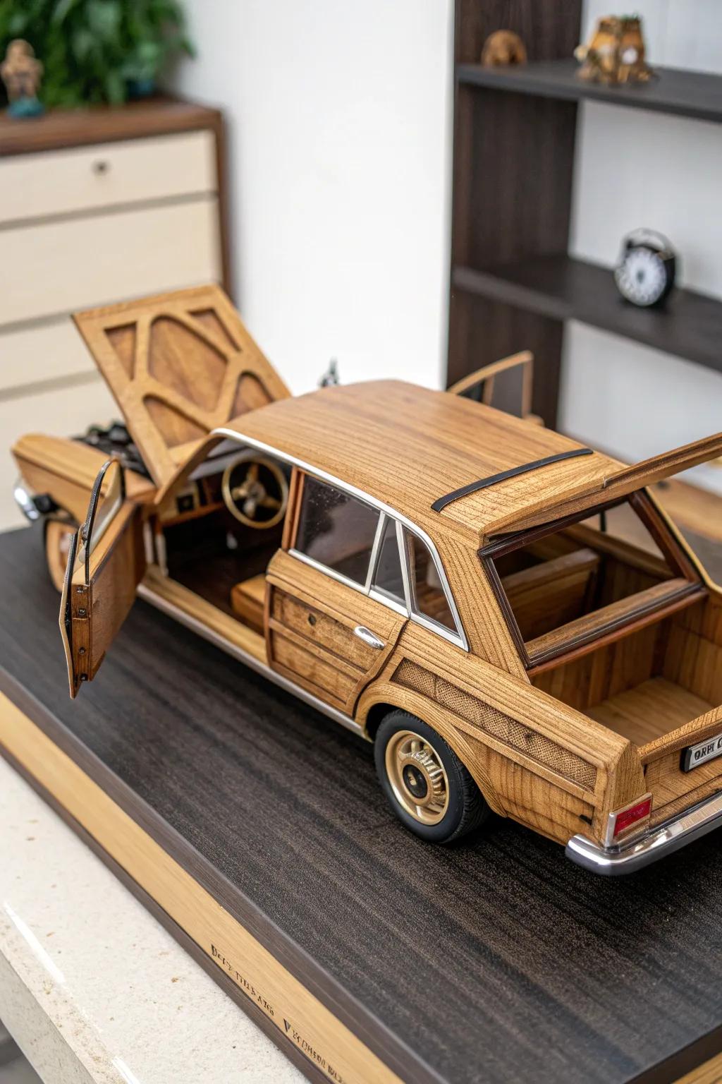 Unlock the beauty of craftsmanship with a wooden car that moves.