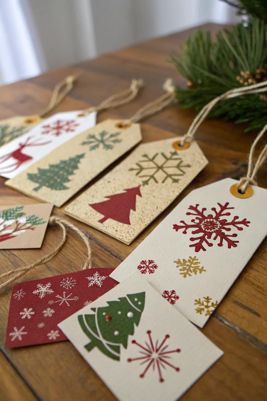 Creative handmade gift tags adding a personal touch to presents.