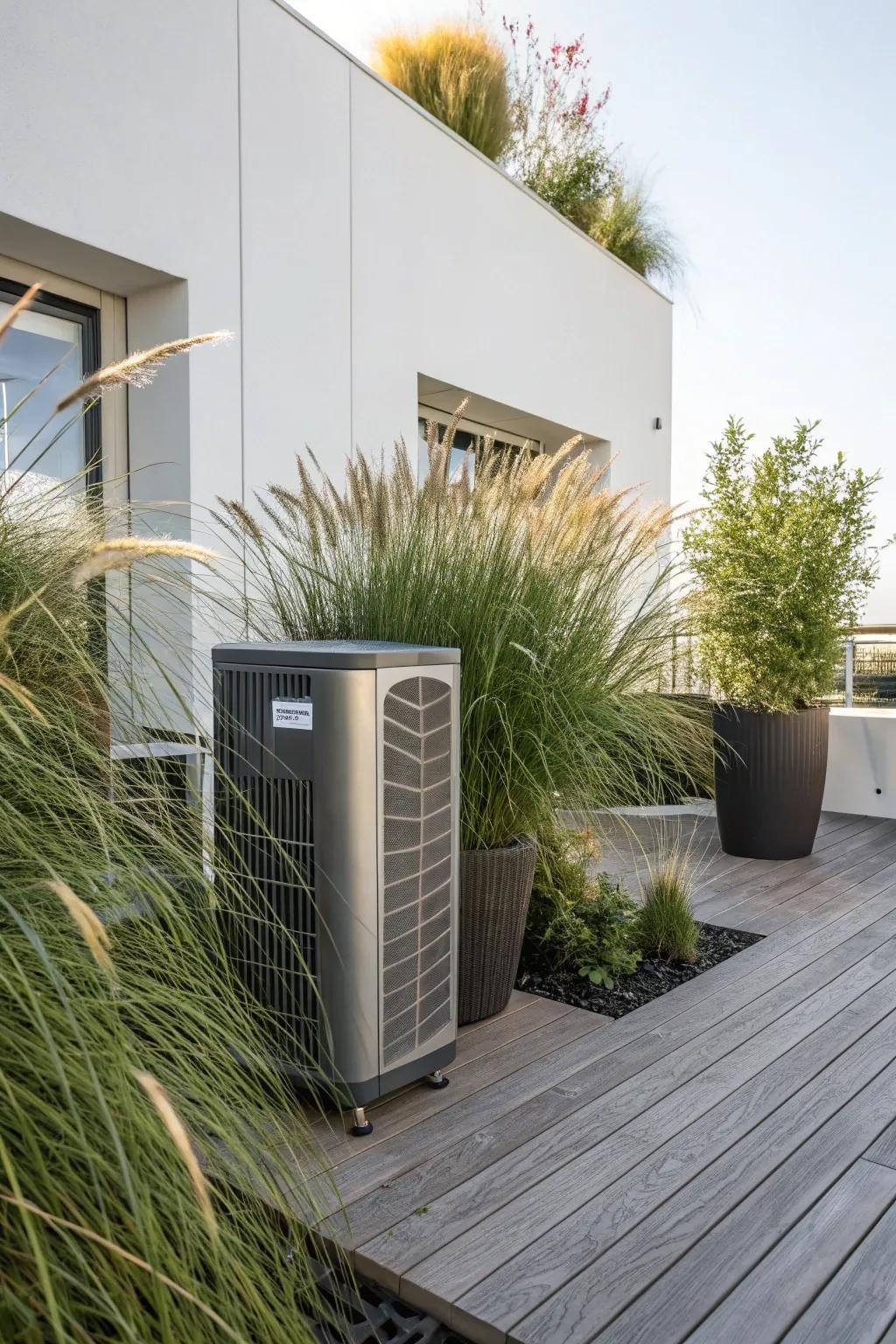 Elevate your outdoor space with stylish potted plant barriers for your AC unit.